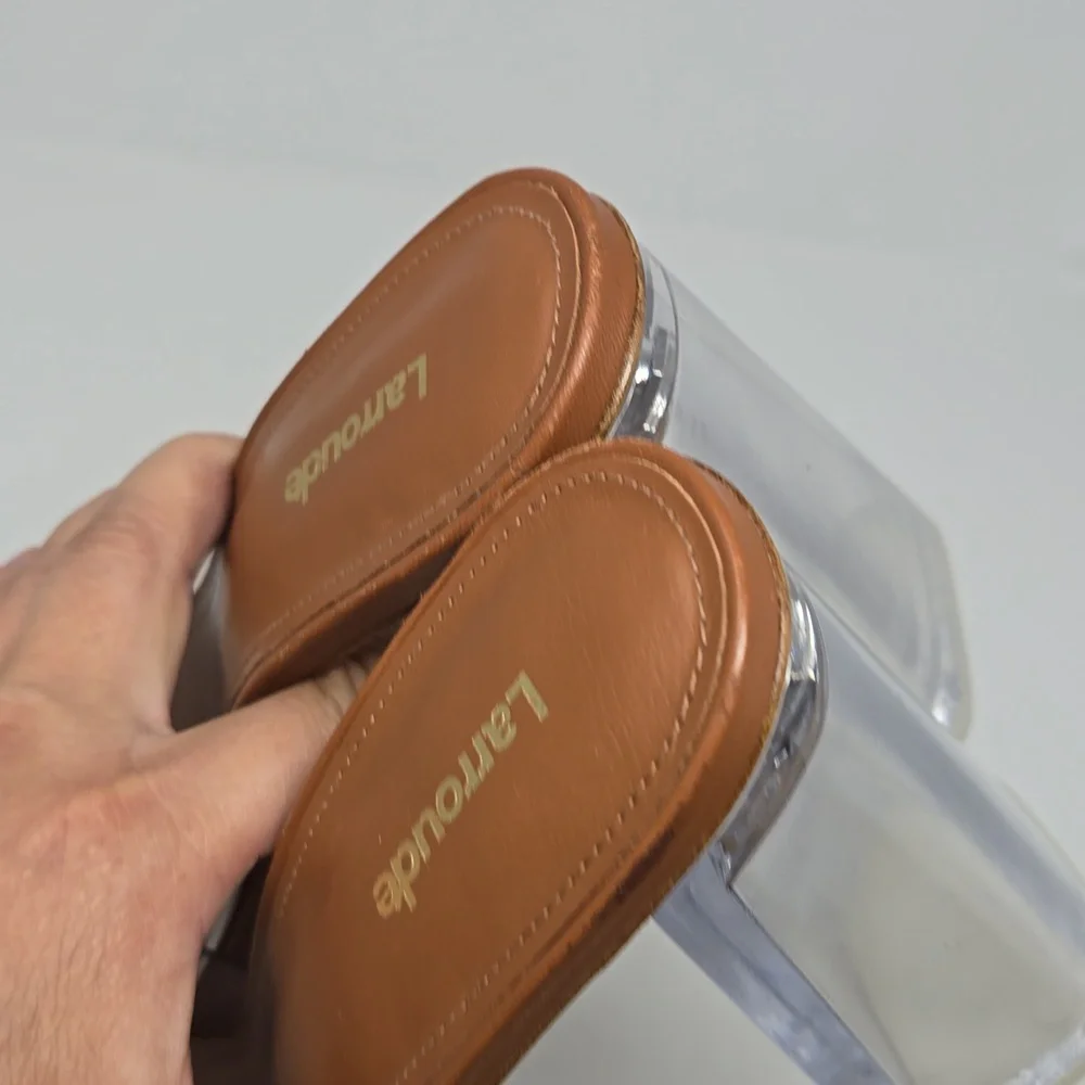 Larroude Dolly Lucite Vinyl Platform Women's Mules - Picture 6 of 8